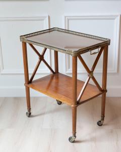 Louis XVI Style Blond Mahogany Rolling Table with Brass Gallery France 20th Ce - 4481118