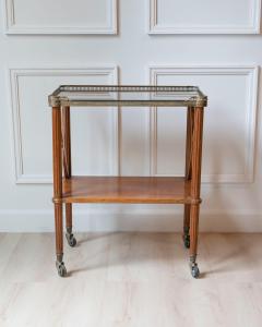 Louis XVI Style Blond Mahogany Rolling Table with Brass Gallery France 20th Ce - 4481137