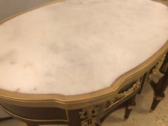 Louis XVI Style Bronze Framed Marble Top End Lamp Table with Bronze Mounts Pair - 2907587