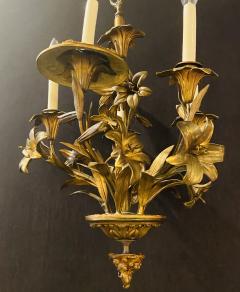 Louis XVI Style Bronze Mounted Five Light Tulip Design Hall or Bathroom Fixture - 1298378
