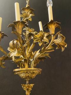 Louis XVI Style Bronze Mounted Five Light Tulip Design Hall or Bathroom Fixture - 1298379