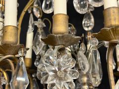 Louis XVI Style Bronze Rock Crystal 12 Light Chandelier France 19th c  - 4445363