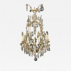 Louis XVI Style Bronze Rock Crystal 12 Light Chandelier France 19th c  - 4445428