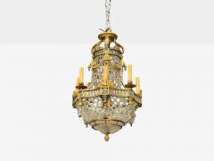 Louis XVI Style Chandelier Dore Bronze Crystal France 19th c  - 4731383