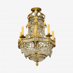 Louis XVI Style Chandelier Dore Bronze Crystal France 19th c  - 4731490
