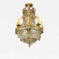 Louis XVI Style Chandelier Dore Bronze Crystal France 19th c  - 4731493