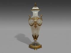 Louis XVI Style Crystal Bronze Monumental Lidded Urns Italy 20th c  - 4220965