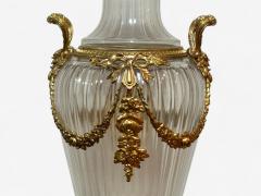 Louis XVI Style Crystal Bronze Monumental Lidded Urns Italy 20th c  - 4220968