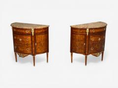 Louis XVI Style Demilune Commodes A Pair Inlaid Bronze France 19th c  - 4548691