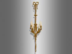 Louis XVI Style Dor Bronze Monumental Wall Sconces France 19th C  - 4145956