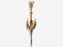 Louis XVI Style Dor Bronze Monumental Wall Sconces France 19th C  - 4145958