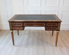Louis XVI Style Double Sided Wood and Brass Bureau Plat with Leather Top - 4707157