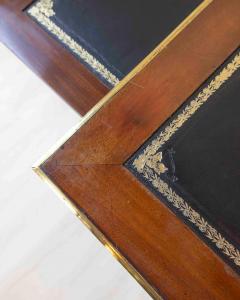 Louis XVI Style Double Sided Wood and Brass Bureau Plat with Leather Top - 4707195