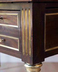 Louis XVI Style Double Sided Wood and Brass Bureau Plat with Leather Top - 4707226
