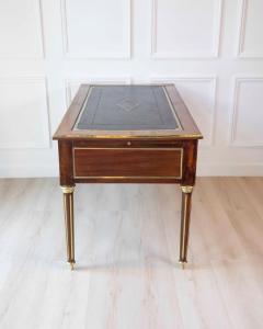 Louis XVI Style Double Sided Wood and Brass Bureau Plat with Leather Top - 4707230