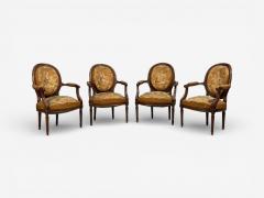 Louis XVI Style Four Armchairs Tapestry Walnut France 20th c  - 4533330