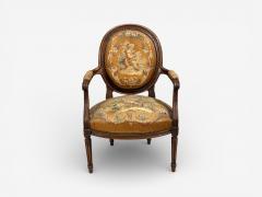 Louis XVI Style Four Armchairs Tapestry Walnut France 20th c  - 4533331