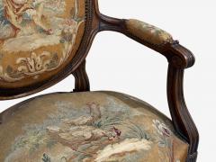 Louis XVI Style Four Armchairs Tapestry Walnut France 20th c  - 4533334