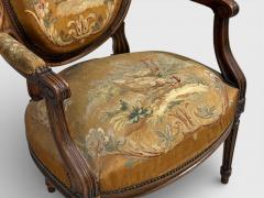 Louis XVI Style Four Armchairs Tapestry Walnut France 20th c  - 4533335