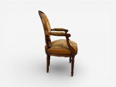 Louis XVI Style Four Armchairs Tapestry Walnut France 20th c  - 4533336