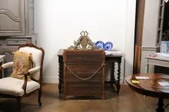 Louis XVI Style Gilt Wood Mirror with Floral Carved Medallion Crest and Tassels - 3577210