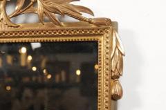 Louis XVI Style Gilt Wood Mirror with Floral Carved Medallion Crest and Tassels - 3577265