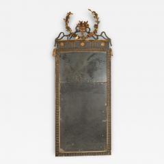 Louis XVI Style Giltwood And Green Painted Wood Floral Pediment Wall Mirror - 3179294
