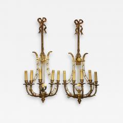 Louis XVI Style Harp Back Bronze Wall Sconces A Pair - 2930650