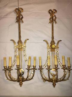 Louis XVI Style Harp Lyre Back Bronze Wall Sconce Set of Six - 1286118