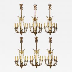 Louis XVI Style Harp Lyre Back Bronze Wall Sconce Set of Six - 1291417