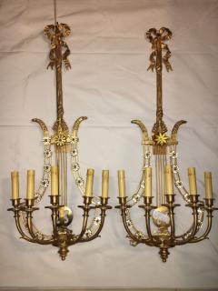 Louis XVI Style Harp Lyre Back Bronze Wall Sconce Set of Six - 2992004