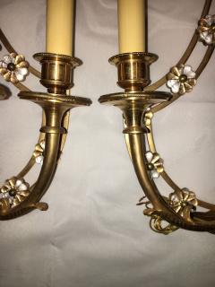 Louis XVI Style Harp Lyre Back Bronze Wall Sconce Set of Six - 2992006