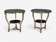 Louis XVI Style Hollywood Regency Bronze Green Marble Gueridons 20th c  - 4114670