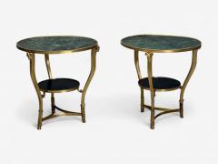 Louis XVI Style Hollywood Regency Bronze Green Marble Gueridons 20th c  - 4114672