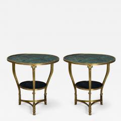 Louis XVI Style Hollywood Regency Bronze Green Marble Gueridons 20th c  - 4115064