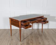 Louis XVI Style Mahogany Flat Desk with Brass Detailing and Green Leather Top - 4246309