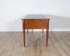 Louis XVI Style Mahogany Flat Desk with Brass Detailing and Green Leather Top - 4246314