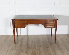 Louis XVI Style Mahogany Flat Desk with Brass Detailing and Green Leather Top - 4246319