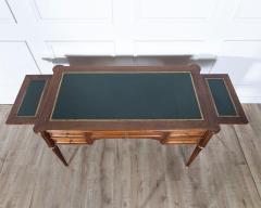 Louis XVI Style Mahogany Flat Desk with Brass Detailing and Green Leather Top - 4246338