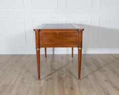 Louis XVI Style Mahogany Flat Desk with Brass Detailing and Green Leather Top - 4246365