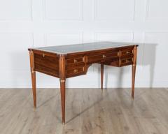 Louis XVI Style Mahogany Flat Desk with Brass Detailing and Green Leather Top - 4246374