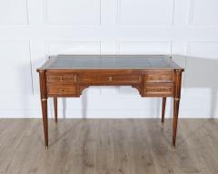 Louis XVI Style Mahogany Flat Desk with Brass Detailing and Green Leather Top - 4246376
