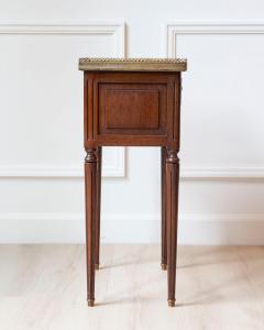 Louis XVI Style Mahogany Side Table with Marble Top and Brass Gallery 20th Cent - 4507217