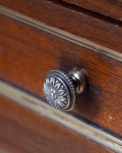 Louis XVI Style Mahogany Side Table with Marble Top and Brass Gallery 20th Cent - 4507245