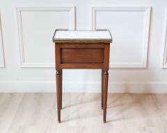Louis XVI Style Mahogany Side Table with Marble Top and Brass Gallery 20th Cent - 4507286