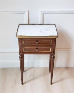 Louis XVI Style Mahogany Side Table with Marble Top and Brass Gallery 20th Cent - 4507294