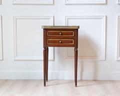 Louis XVI Style Mahogany Side Table with Marble Top and Brass Gallery 20th Cent - 4507295