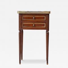 Louis XVI Style Mahogany Side Table with Marble Top and Brass Gallery 20th Cent - 4508367