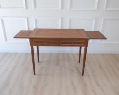Louis XVI Style Mahogany Writing Desk with Tan Leather Top 20th Century - 4812530