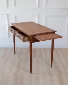 Louis XVI Style Mahogany Writing Desk with Tan Leather Top 20th Century - 4812541